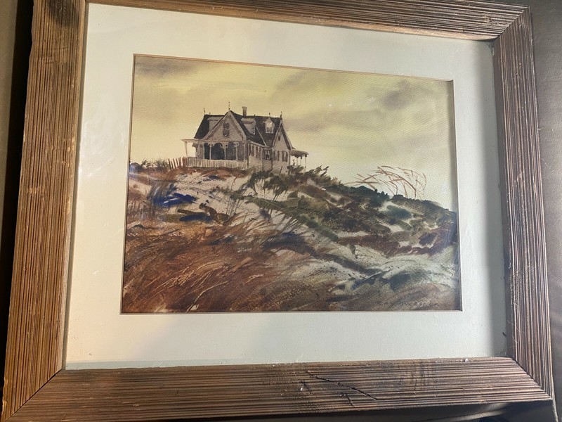 Large Ray Overpeck (b1933) «Cape May Point» – Watercolor Painting -Signed/Framed