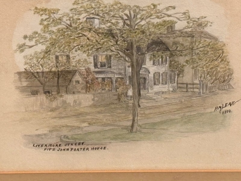 1910 Portsmouth NH watercolor painting PM Lear Livermore St General Porter House gallery
