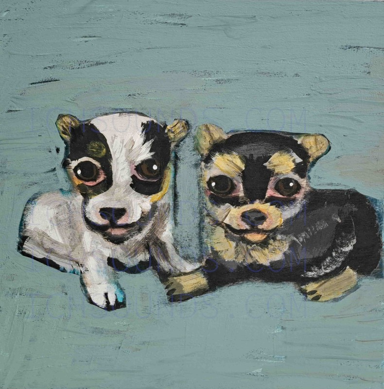 Original YORKIE yorkshire terrier dogs acrylic painting on wood panel