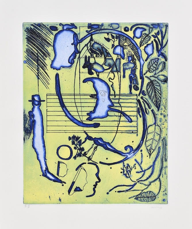 JORGE CASTILLO Original Aquatint Etching «In the Mind of a Poet» HAND SIGNED COA