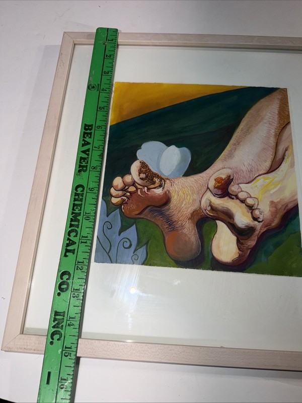 Original Signed Art Feet Contemporary Figurative Art Bright Colors Framed 14X15” gallery