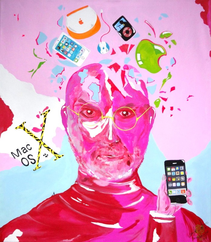 Apple STEVE JOBS Computer ORIGINAL Large C. Painting COA 2010 Rare . COLLECTOR gallery