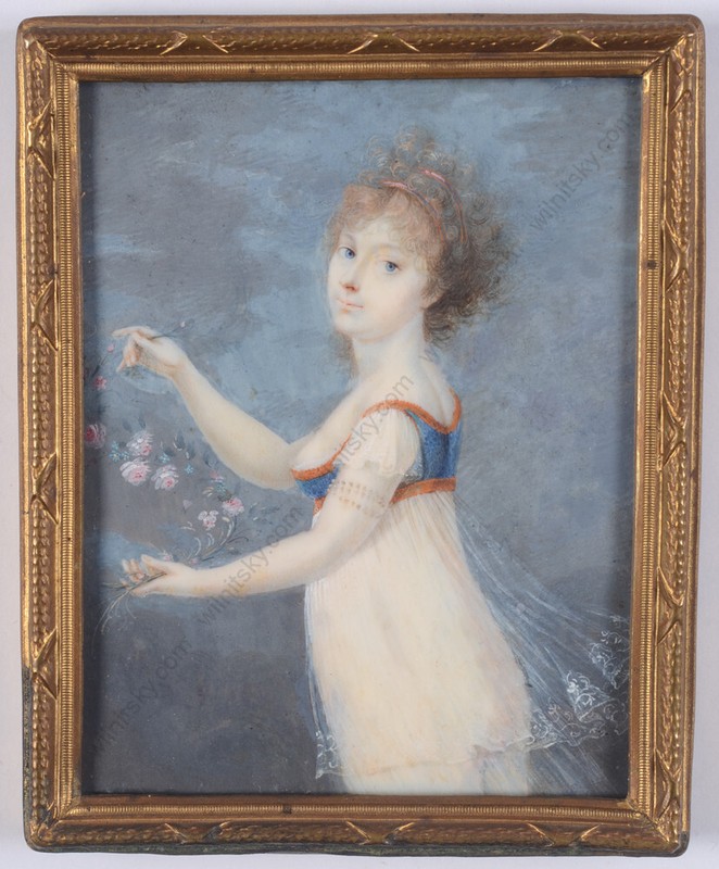 Josef Grassi (1757-1838)-Attrib. «Portrait of a girl with garland», miniature