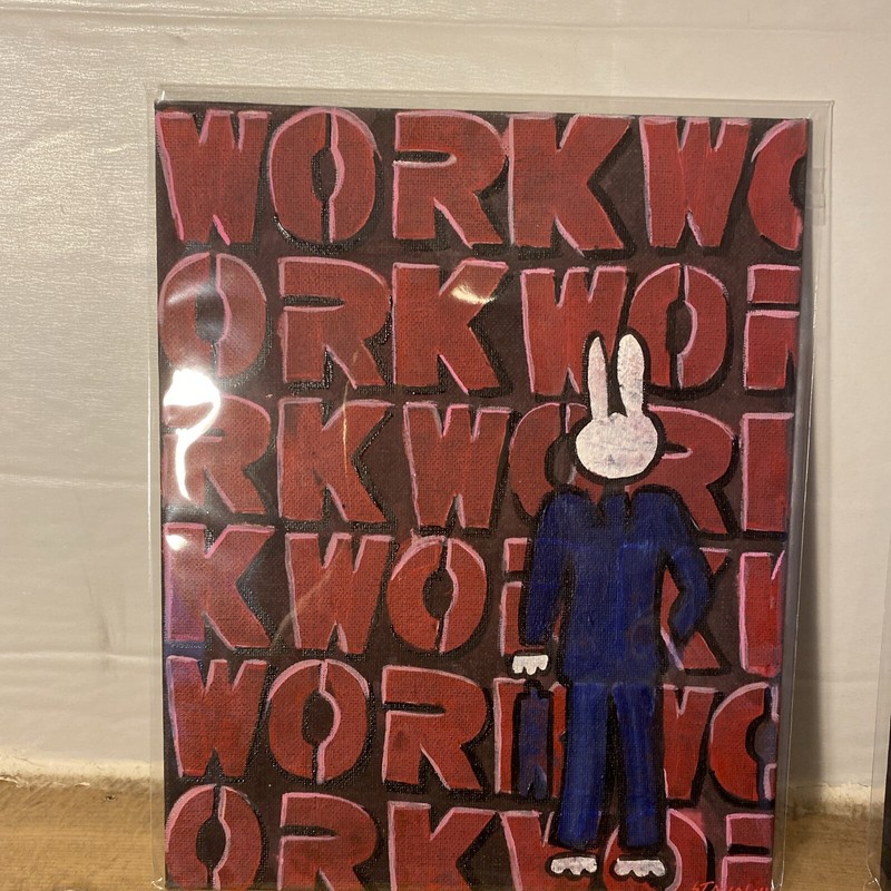 “Work”& “Buy” (2) 8x10 in. Original Acrylic Paintings on Canvas Panel gallery