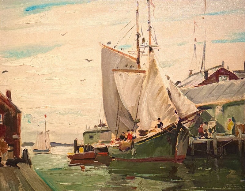 Old Gloucester, Original Oil Harbor Painting by Anthony Thieme