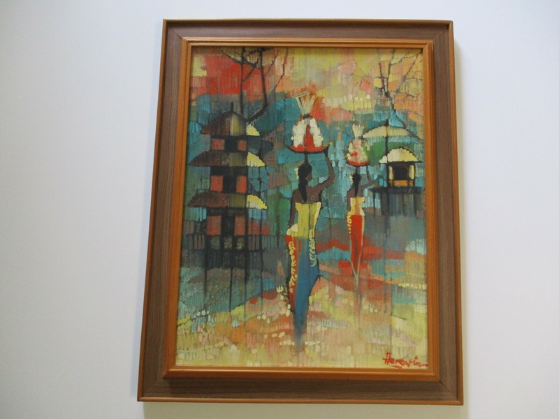 VINTAGE ASIAN PAINTING CHINESE THAI? MYSTERY ARTIST POINTILLIST EXPRESSIONIST