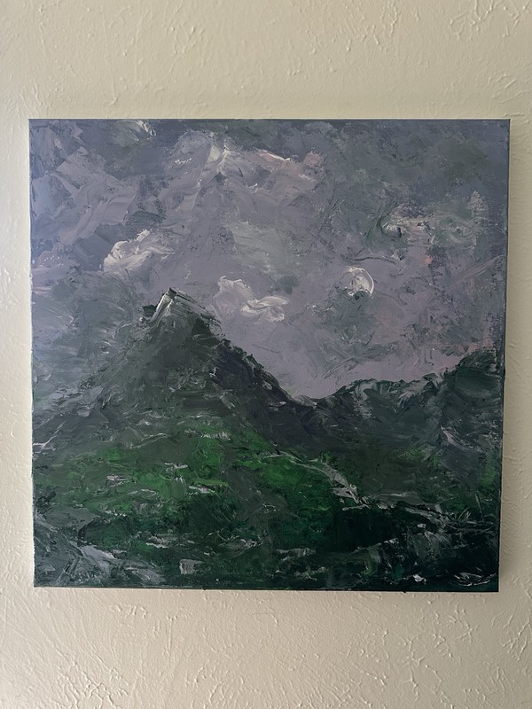 18×18 Inch Original Mountain Abstract Landscape Acrylic On Canvas Painting