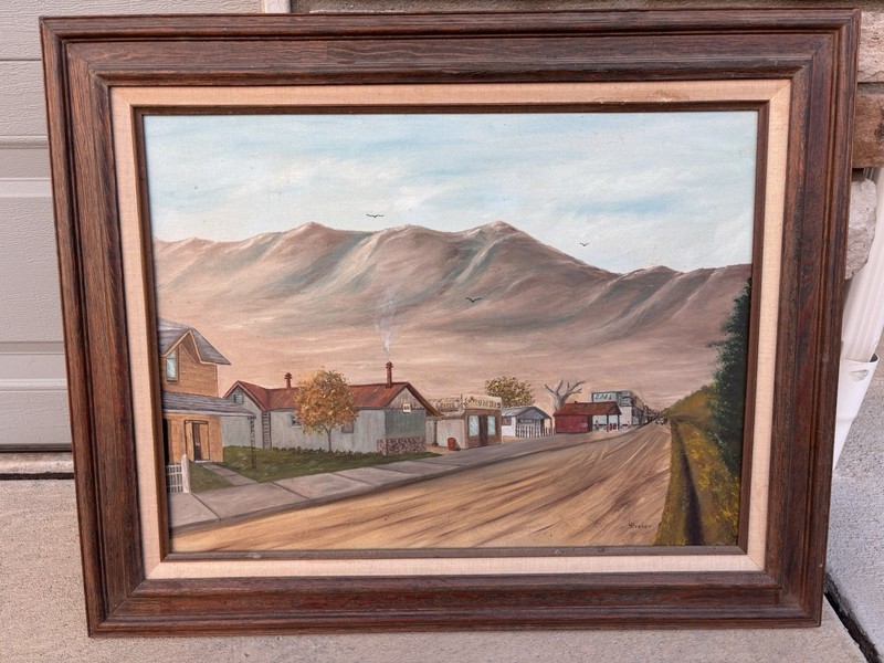 1982 Colorado Folk Art Oil Painting 1982 Colorado Folk Art Oil Painting