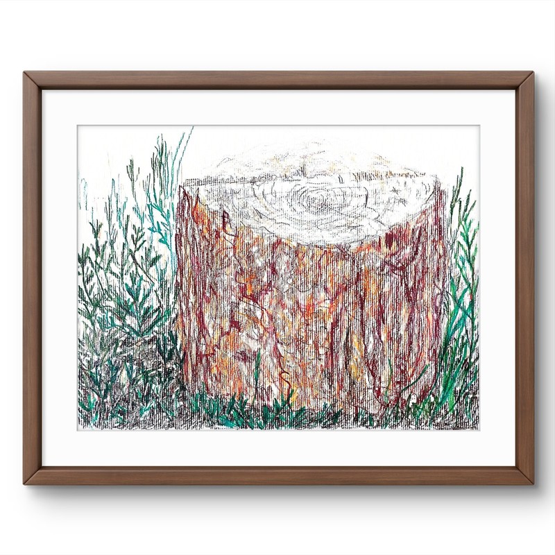 Modern Realistic Stump Colored Pencils Handmade Art Drawing Paper Original 9×12