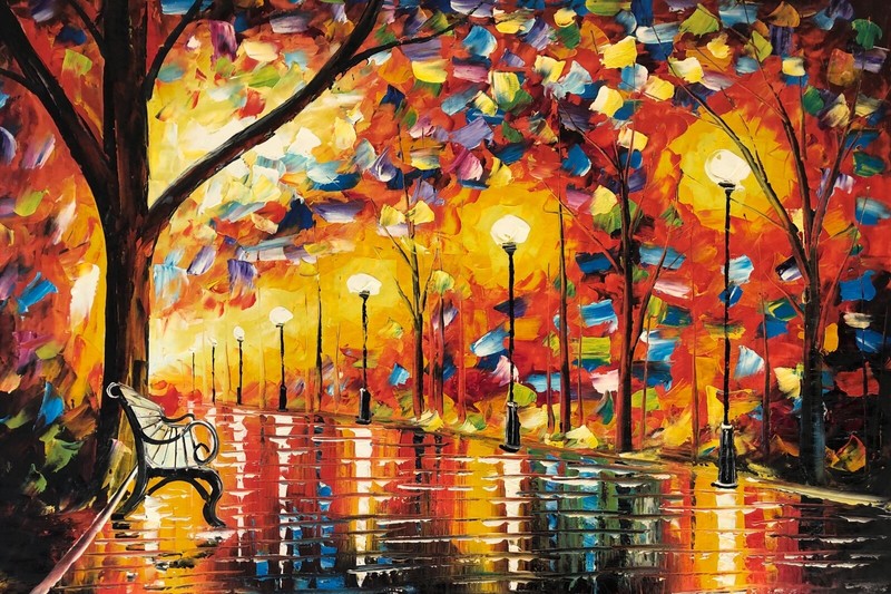 Oil Painting Hand Painted,Rain Night, 91 X 61 cm