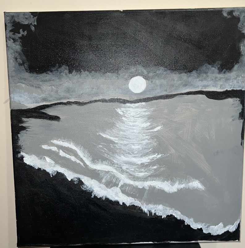 Acrylic Pour Art Original Abstract, 11×14 Canvas Foggy Night Goth Art