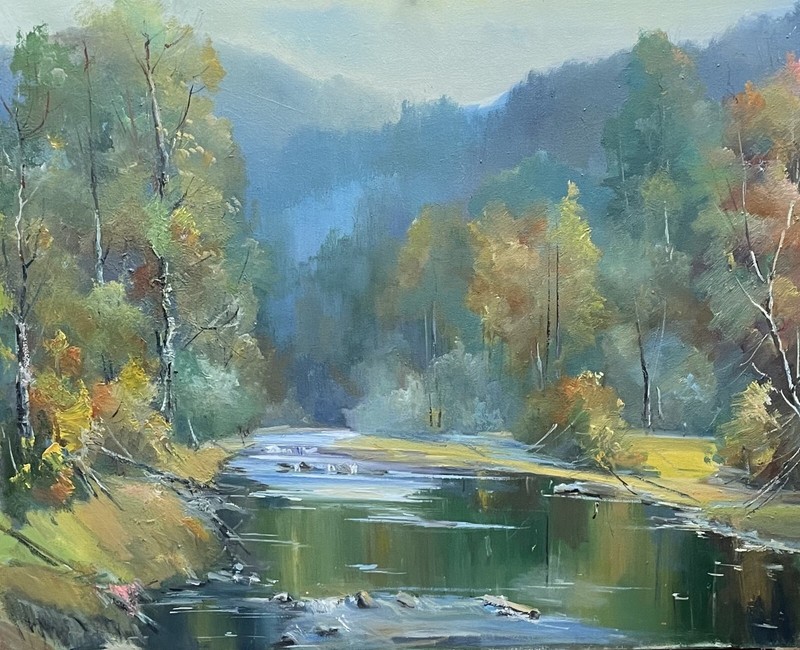 Oil painting Autumn Ukrainian painter Canvas Framed Decor original landscape