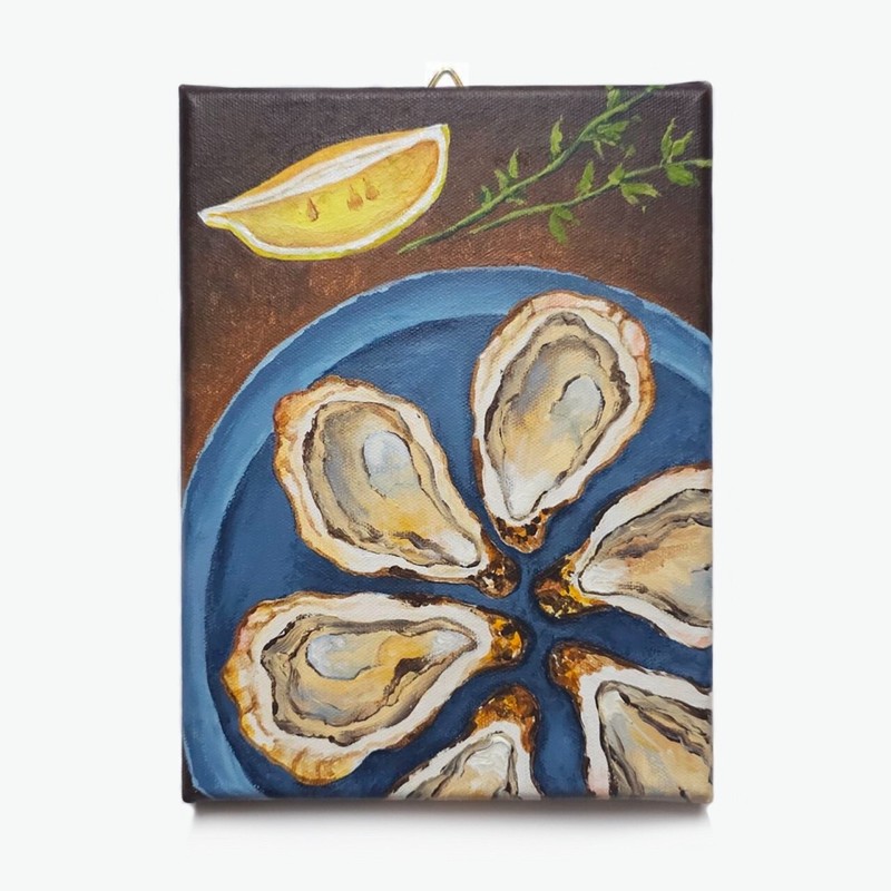 oil painting original Oysters painting Food painting for Kitchen & dining