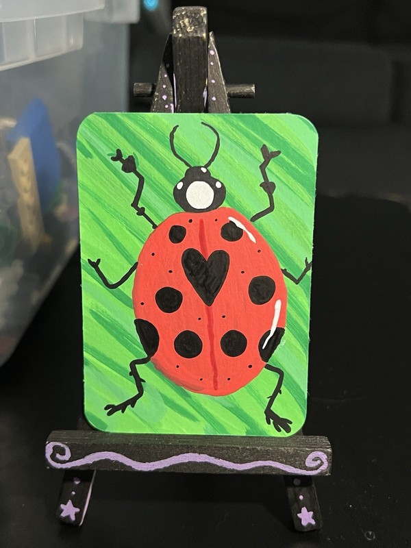 ACEO Original Acrylic Painting SillyLil’Shop Art Card Ladybug