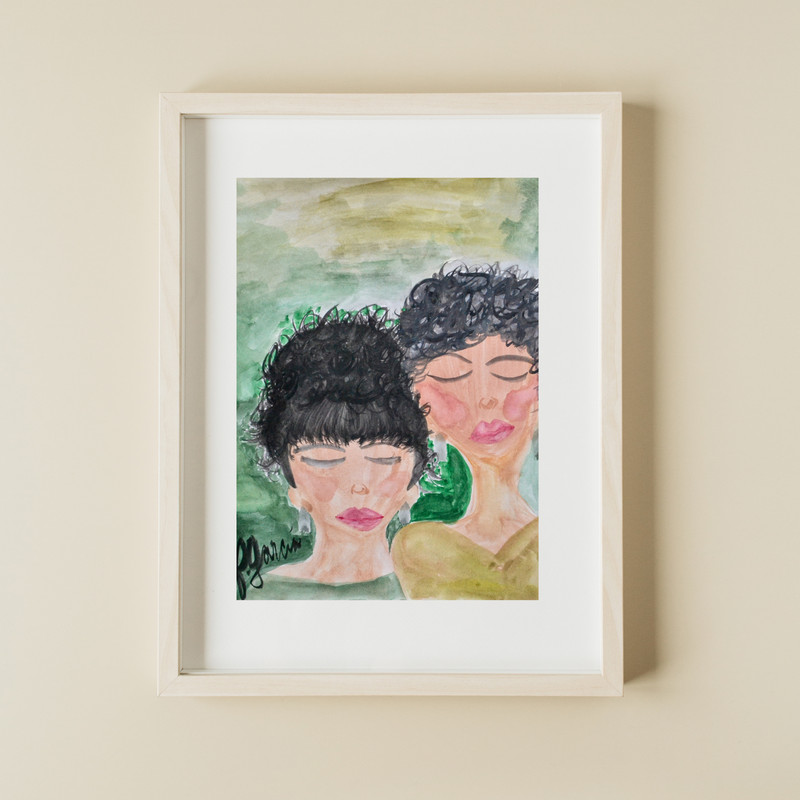 Muse Era Mother Daughter 9×12 Abstract Expressionism Original Paper Art Design