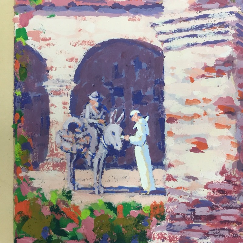 Original Painting Capistrano Mission By John W Bentley 9" X 12" Gouache On Paper gallery