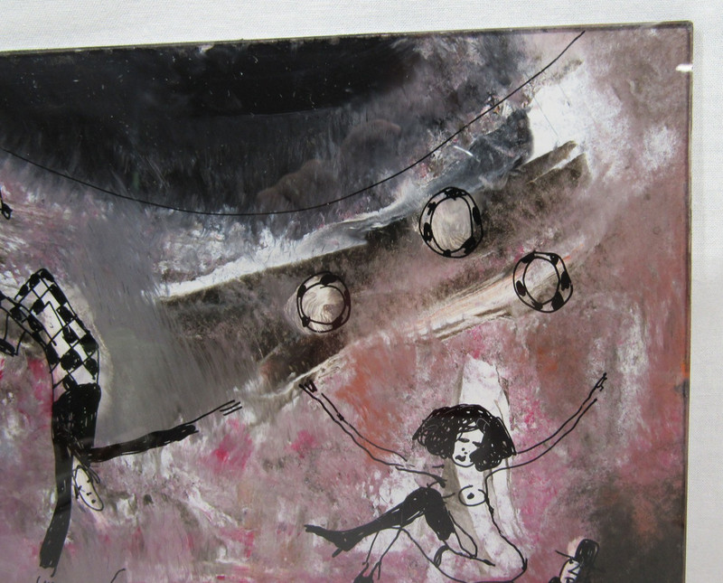 Zeljko Senecic (1933-2018) Reverse Glass Painting Signed & Dated 10" x 9.5" Esta gallery