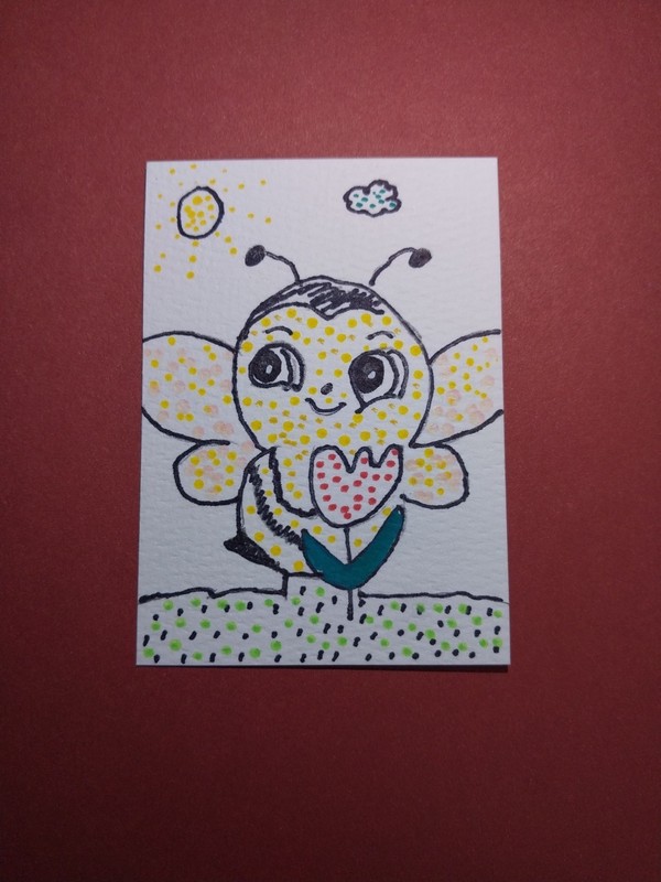 Bumblebee Impressionism Original Painting Home Decor 3.5x2.5 Hand Painted Bee 🐝 gallery