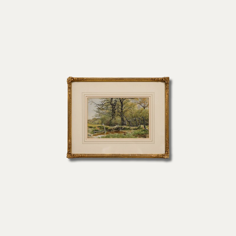 G. Davidson - Framed Late 19th Century Watercolour, On the Woodland Boundary gallery