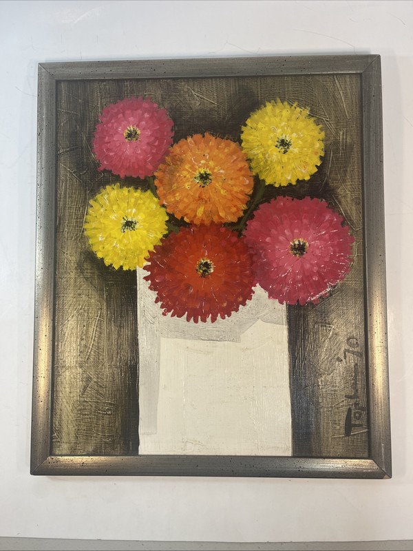 Inter Mountain Art Company Painting Floral Signed Yellow Orange Red 10.5″x12.5″