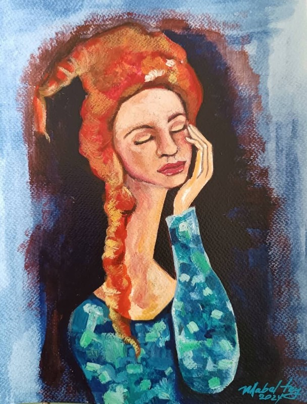 Acryluc on cardboard MABEL TEY cuban art 12×9 In «Pensandote «.