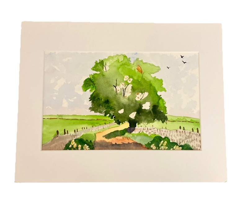 Original Signed Landscape Watercolor Matted to 11×14 – OOAK