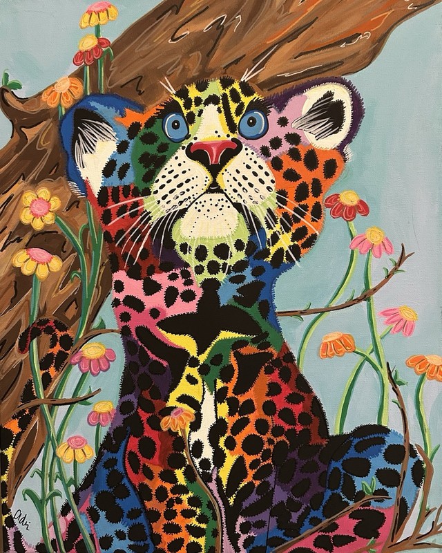 Original Hand Painted Acrylic 16×20 Inch Painting of A Cheetah Cub Great Art