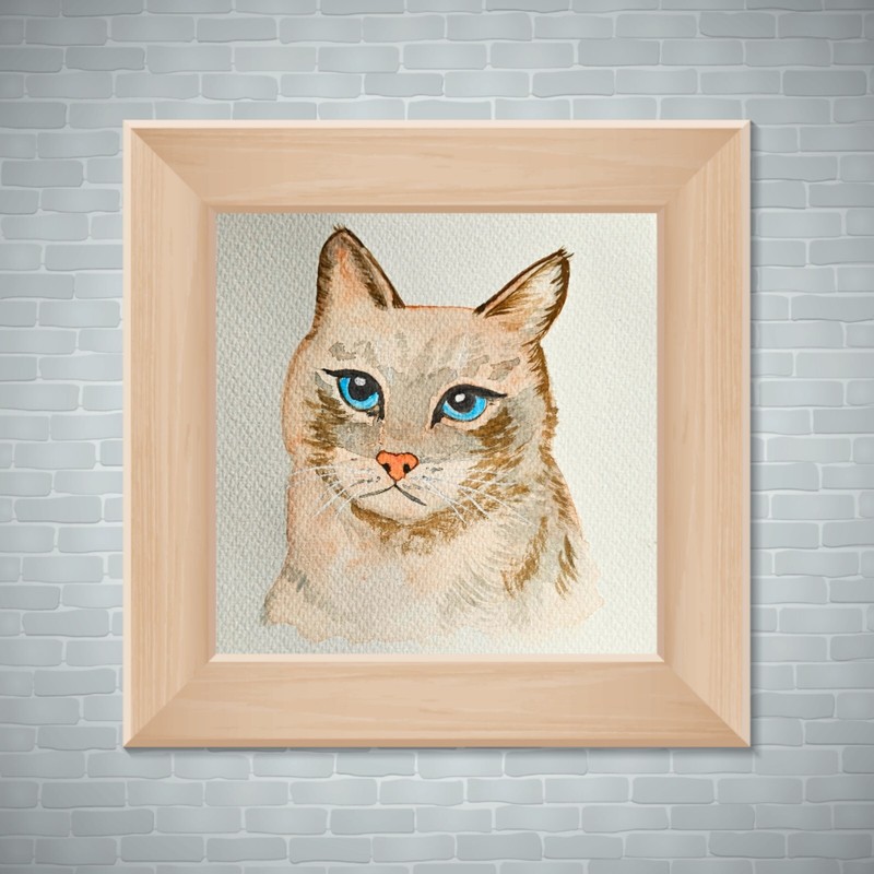 Cat Watercolor Painting Original Animal Portrait for Your Wall Decor gallery