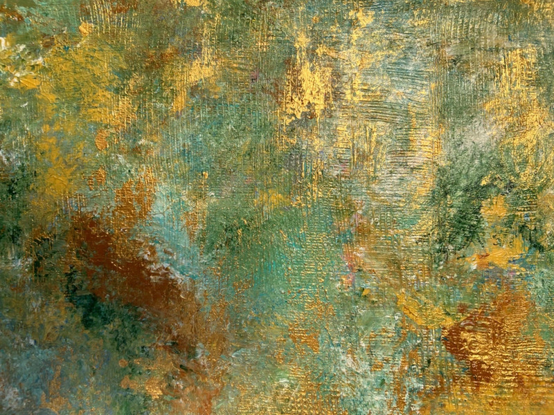 Painting Abstract Art 11 x 14 Original Acrylic Green Gold Jimarieart gallery
