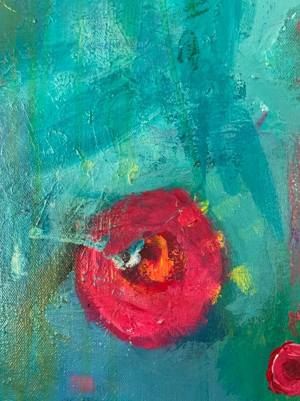 Abstract Art Original Canvas Acrylic Bright Colorful Blue Cheerful Texture #27 gallery