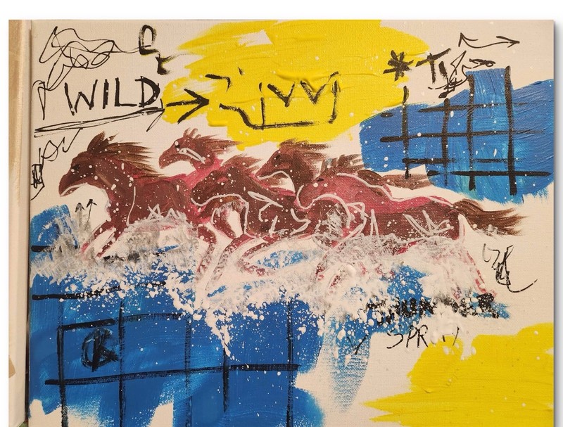 Abstract Expressioinist Horses Original Wall Art 14X11 Canvas Acrylic gallery