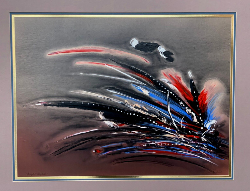 HENRI KRAUS SIGNED ORIGINAL ABSTRACT PAINTING VINTAGE RETRO COLORFUL MODERN ART