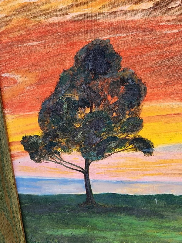 1954 Florida Artist Sunset On The Bay Painting Signed AW Paul Original Frame gallery