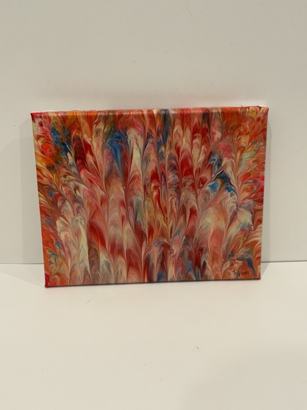 Creamy Peach tones Abstract Acrylic Art – blind artist made – OOAK – LH Original