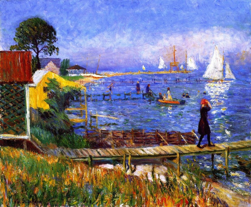 Oil painting impression landscape art Bathers-at-Bellport-William-James-Glackens