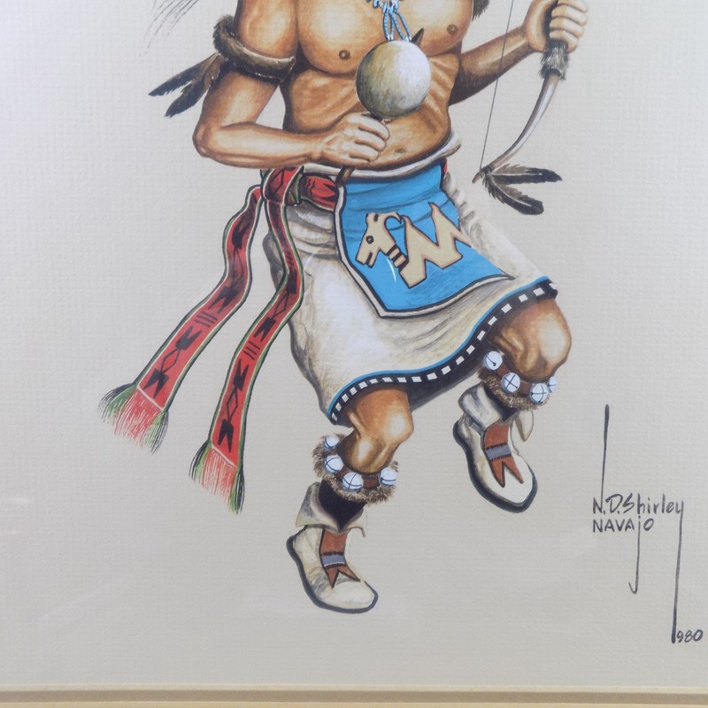 1980 Nelson Dodge N.D. Shirley Navajo Dancer Watercolor Painting 18" x 22" gallery