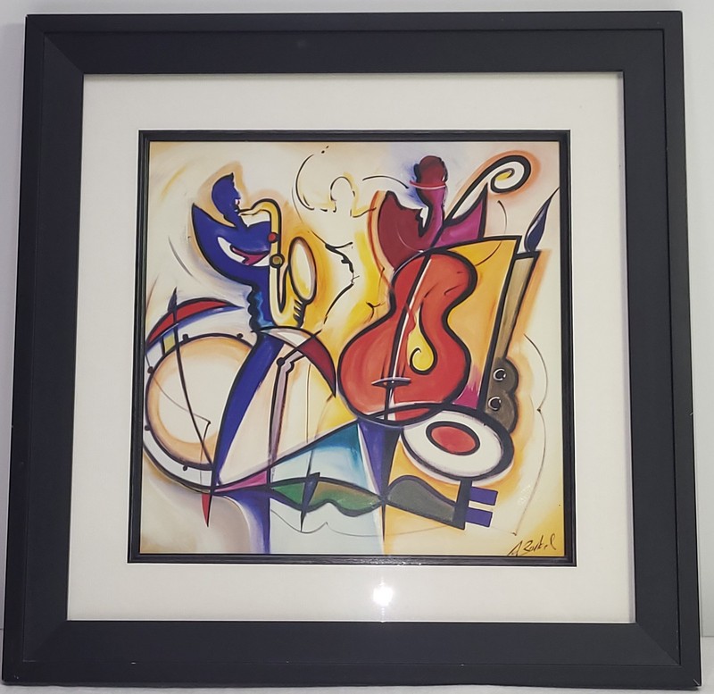 Spontaneous Jam Jazz Musicians Framed Print by Alfred Alexander Gockel Signed
