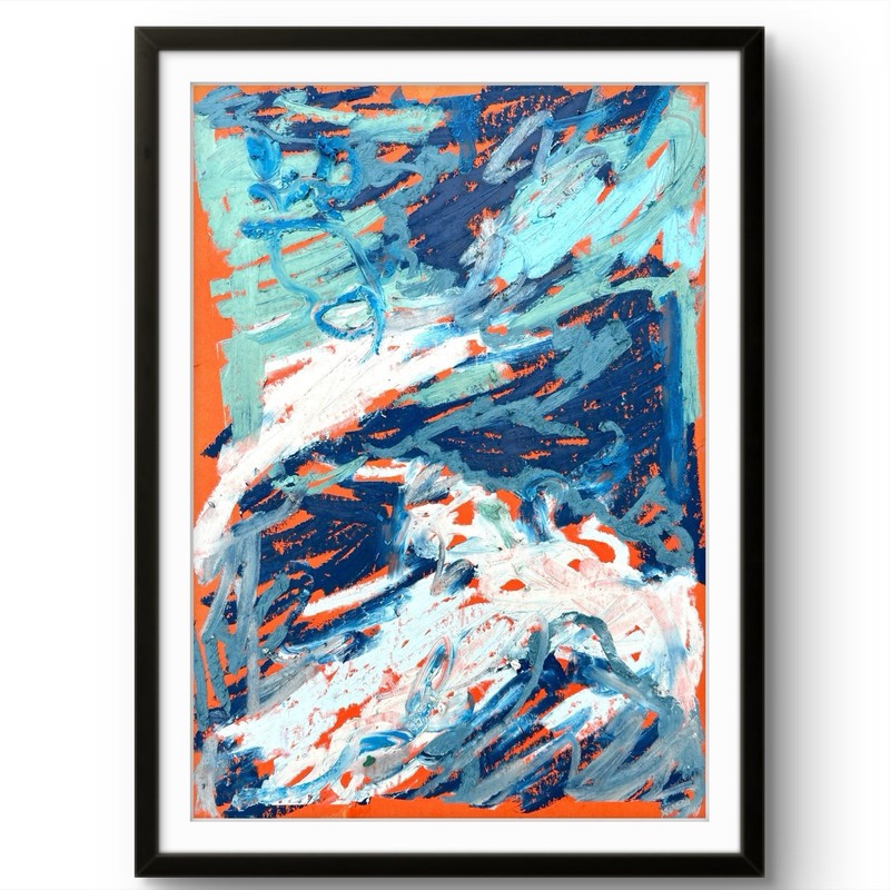 PORTIA Original Wave Turbulence Abstract Tempera 21x29cm A4 Painting Tasmania