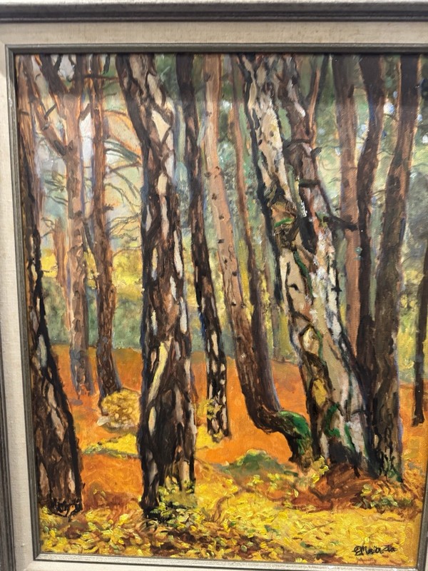 ORIGINAL VINTAGE ART EXPRESSIONIST IMPRESSIONIST VAN GOGH STYLE NATURE SGND FRMD gallery
