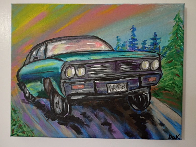Fast Car 11x14 Canvas Original Art Expressionism Abstract Tough Boy Classic Car gallery
