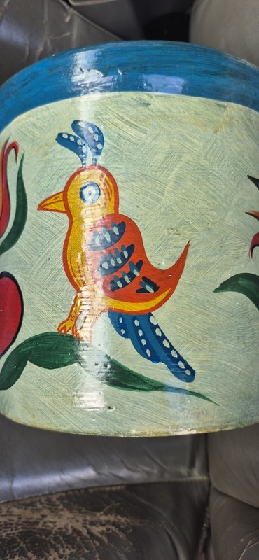 Johnny Claypoole Origonal 1977 Pennsylvania Dutch Painted Clay Pot gallery