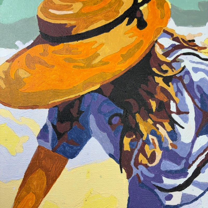 Girl Collecting Shells Original Painted Oil on Canvas Stretched 20"x16" Unframed gallery
