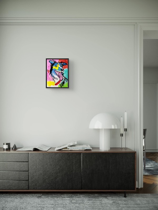 Original Abstract Painting Canvas Neo Expressionist Dog Fine Art Decor 11x14 gallery