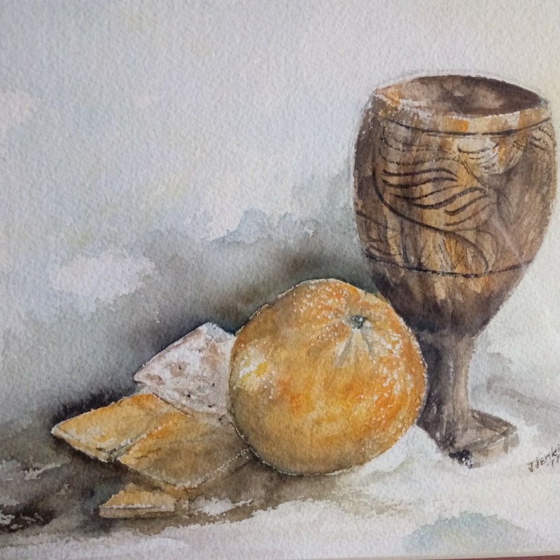 ORIGINAL WATERCOLOR STILL LIFE Signed “J. Jenkins ’77” Matted,Framed,Under Glass gallery