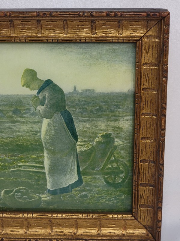 Antique The Angelus Jean Francois Millet Farmers Praying Framed (Concaved) 8x10 gallery