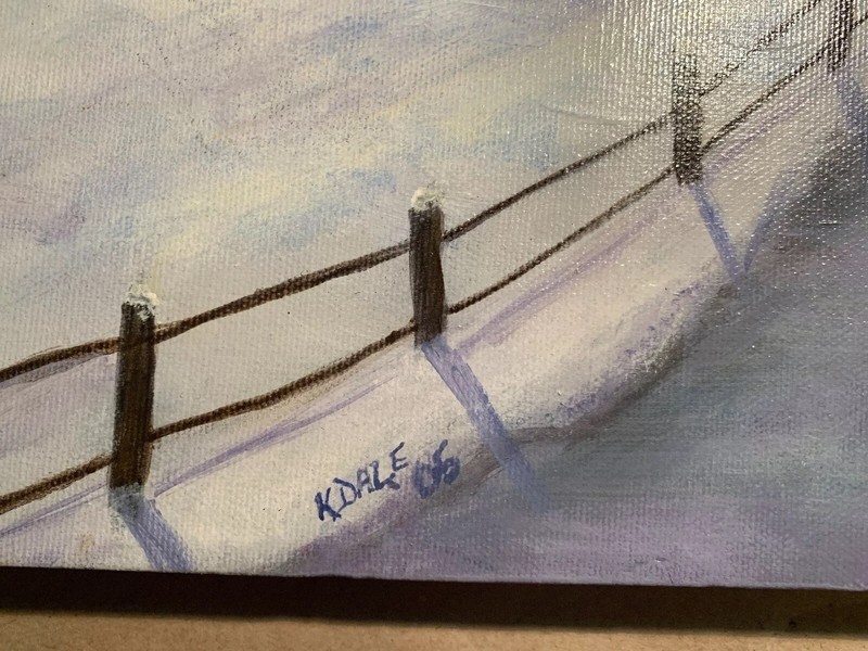 Kathi Dale, “Snow Over the Countryside,” Original Signed Acrylic 20x16” W/DOA gallery