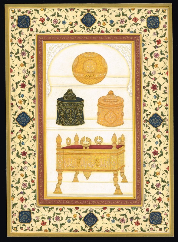 Indian Miniature Painting Of Mughal Precious Objects On Paper 8×11.5 Inches