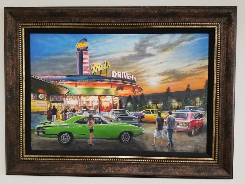Kevin Daniel-Mel's Drive In-ORIGINAL PAINTING-24x36 image-34x46 FRAMED