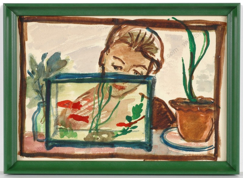 Irina Soboleva (b.1920), «Aquarium», Watercolor, 1966
