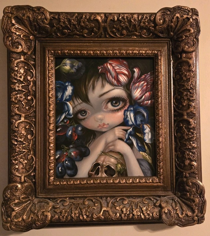 Jasmine Becket-Griffith ORIGINAL PAINTING Stilleven skull big eye art gallery